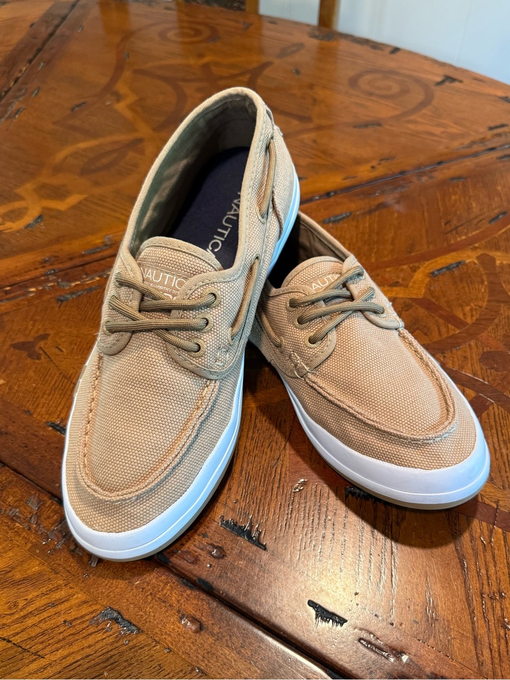 Nautica Men’s Tan Canvas Boat Shoes Sz 8.5